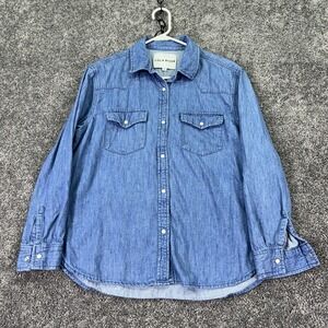 Lola River Shirt Womens Large Blue Denim Button Up Long Sleeve Western Casual